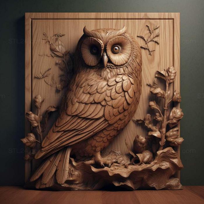 Nature and animals (owl 1, NATURE_133) 3D models for cnc